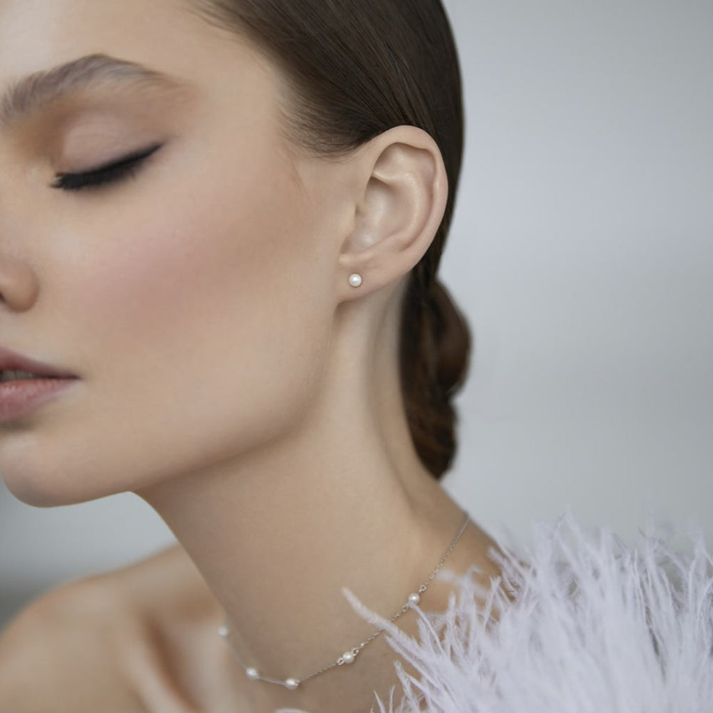 925 Sterling Silver Pearl Minimalist White Shell Bead Necklace