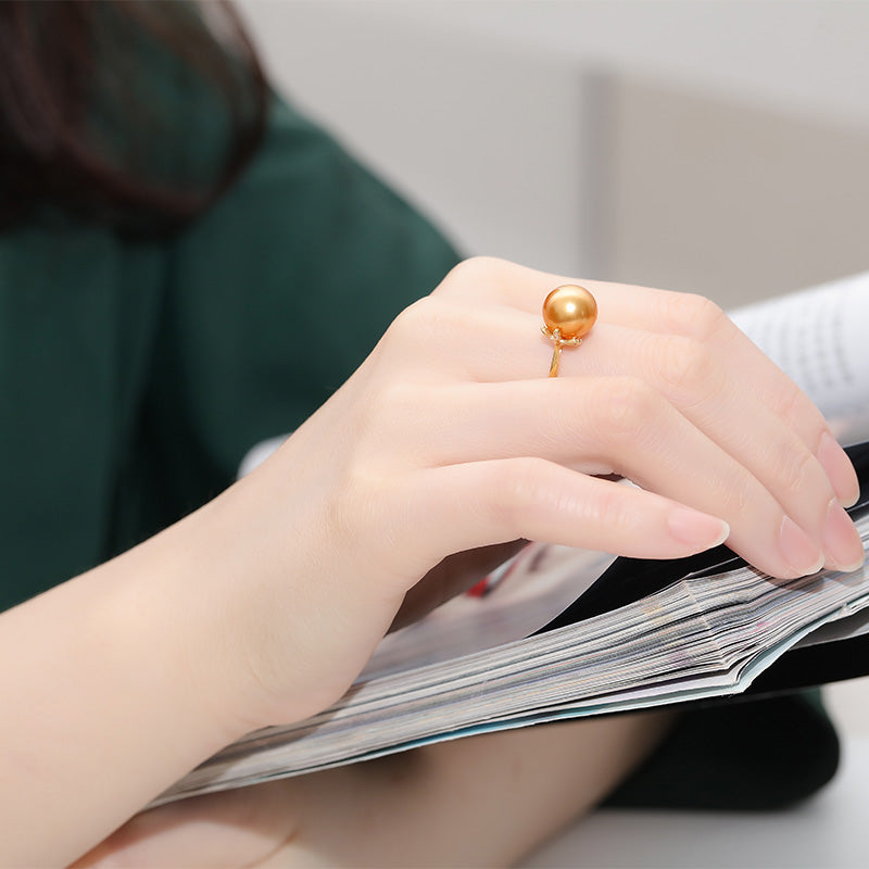 Hope Hainan Ocean Gold Bead Ring 925 Silver