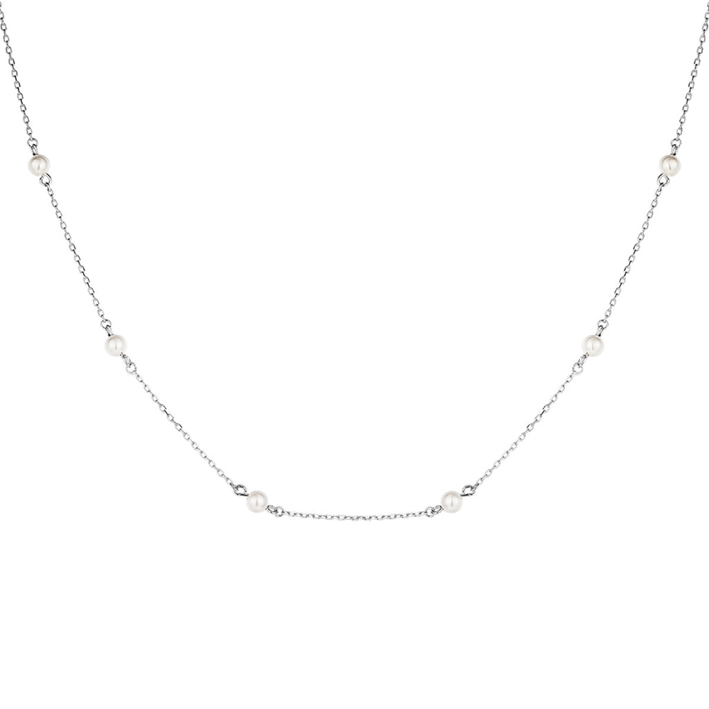 925 Sterling Silver Pearl Minimalist White Shell Bead Necklace