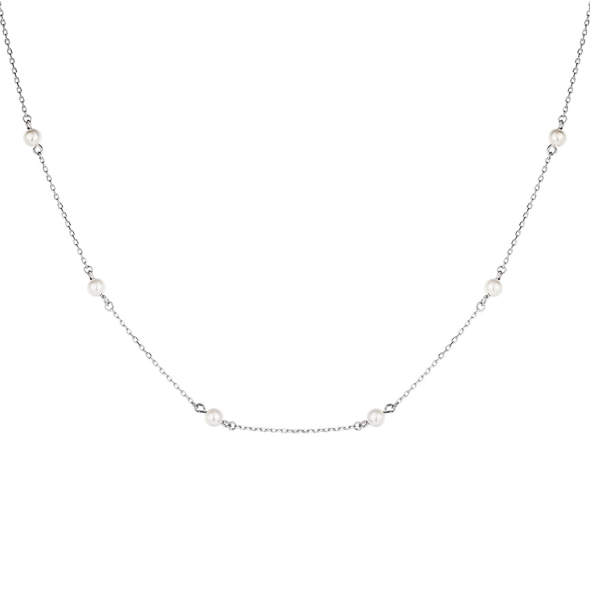 925 Sterling Silver Pearl Minimalist White Shell Bead Necklace