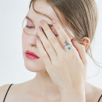 925 Sterling Silver Dragonfly Open Ring Turquoise Cute Animal Jewelry