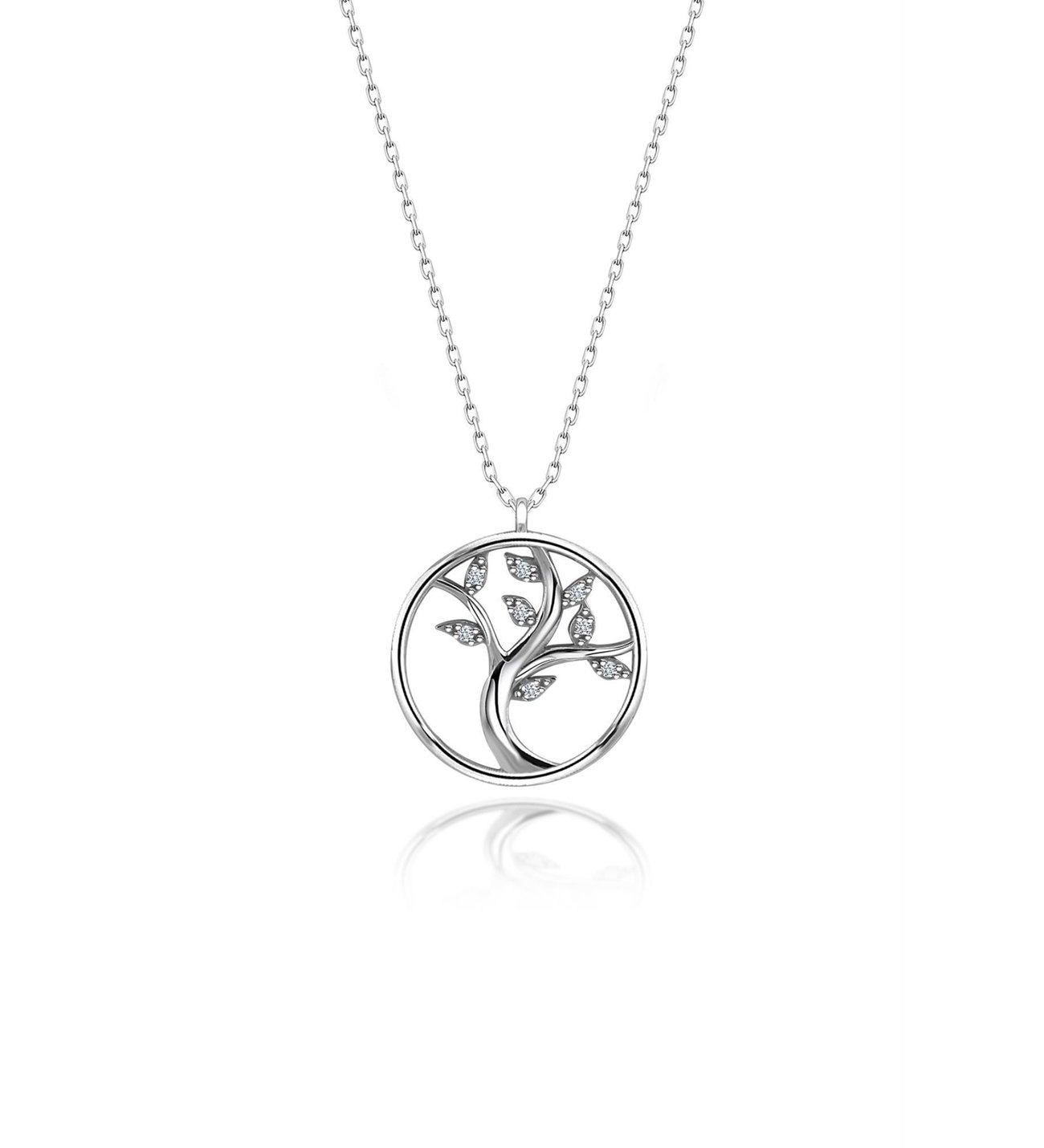 925 Sterling Silver Tree Of Life Necklace With Stone Certified