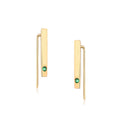 Natural Emerald 14K Gold Minimalist Strip Thin Earrings