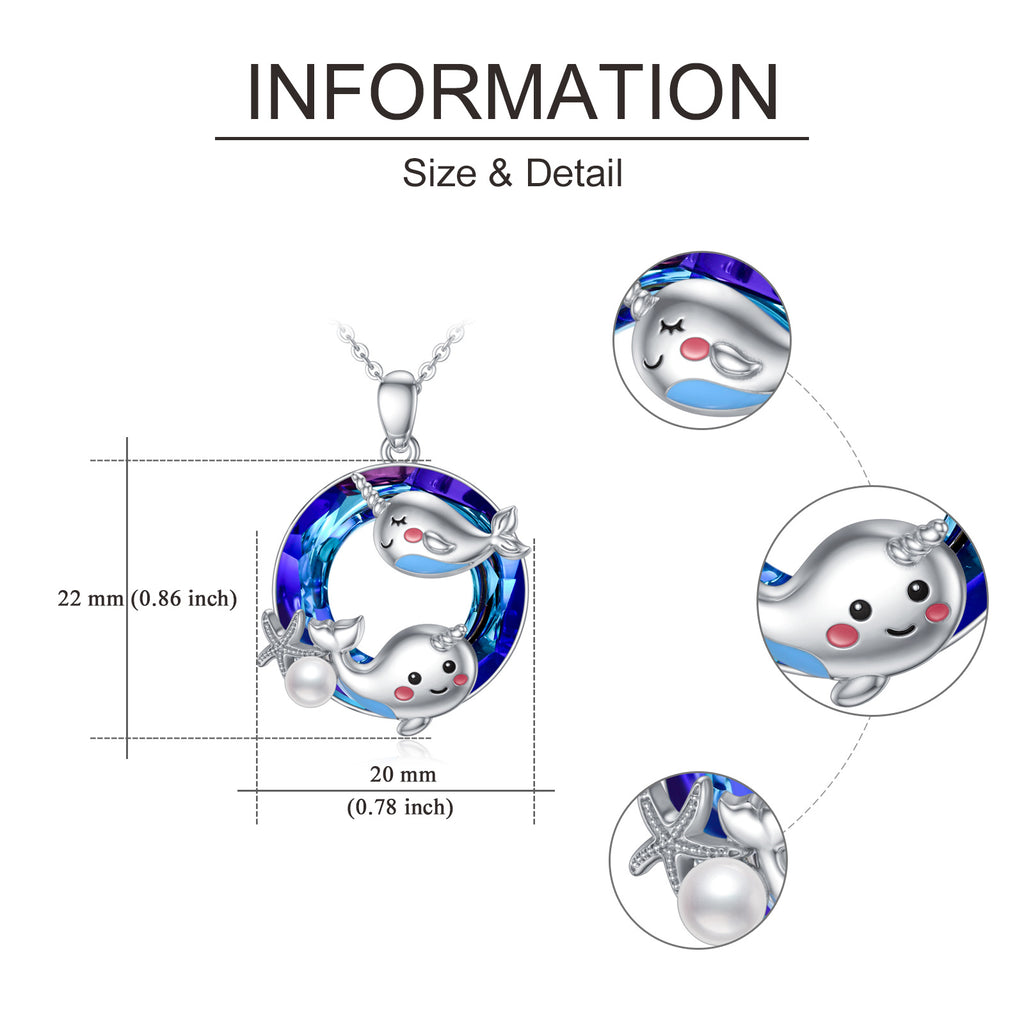 Narwhal Necklace 925 Sterling Silver Unicorn of The Sea Jewelry Gifts