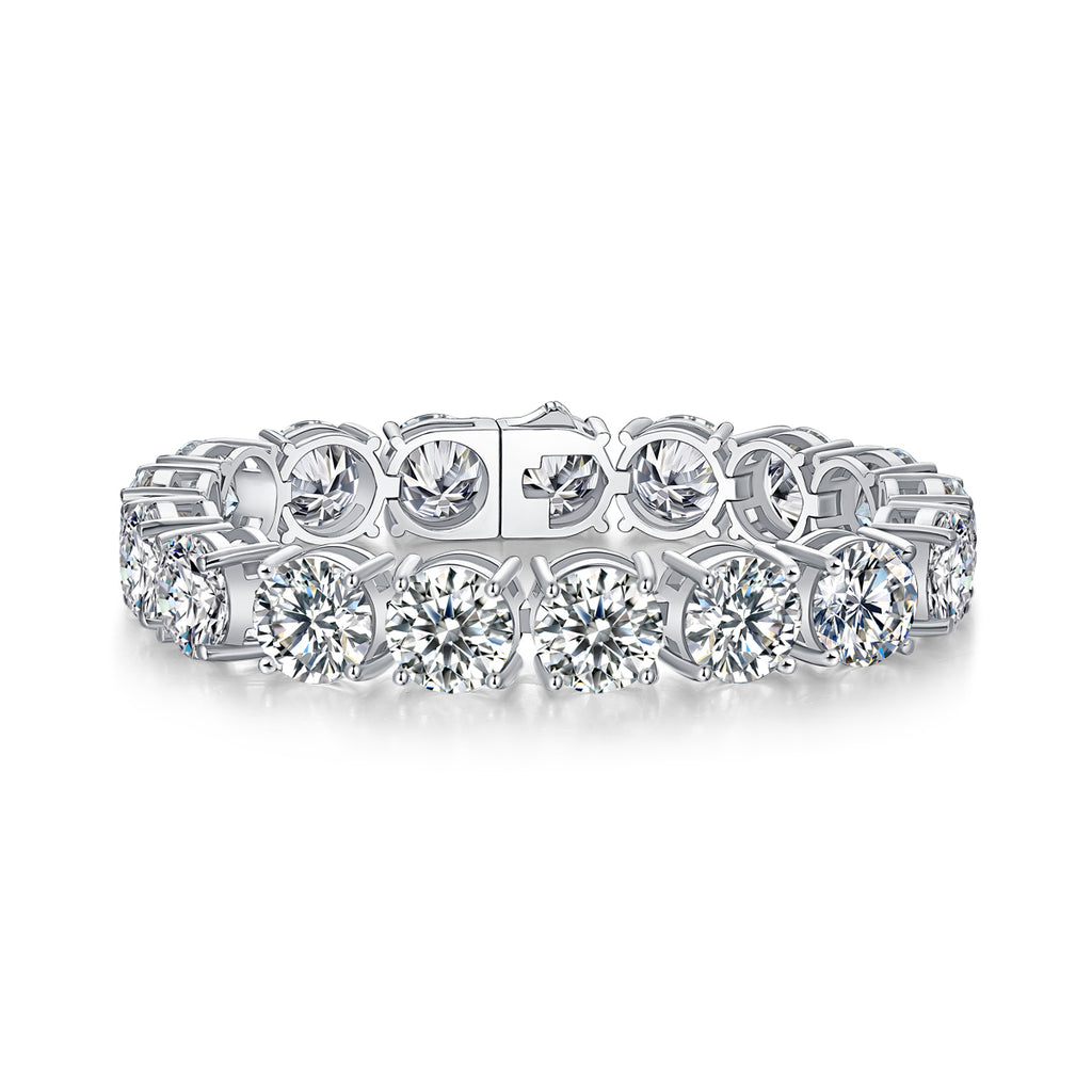 Half Summer Splendor - Luxurious And Fashionable Light Luxury Jewelry Silver Bracelet And Bracelet Set With Top-quality Moissanite, S925 Silver Plated Platinum.