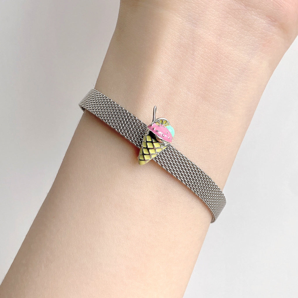 925 Sterling Silver Drop Gel Ice Cream Beads Diy Bead Clip Accessories